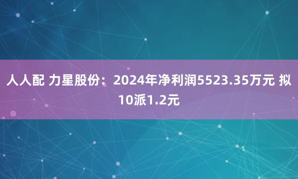 人人配 力星股份：2024年净利润5523.35万元 拟10派1.2元